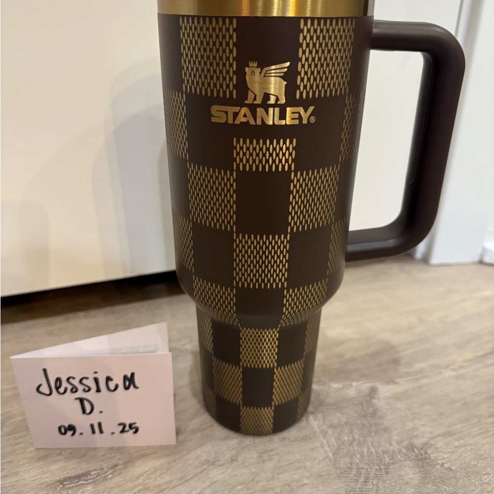 Stanley Chocolate & Gold Checkered Quencher - LV/Fall Vibes